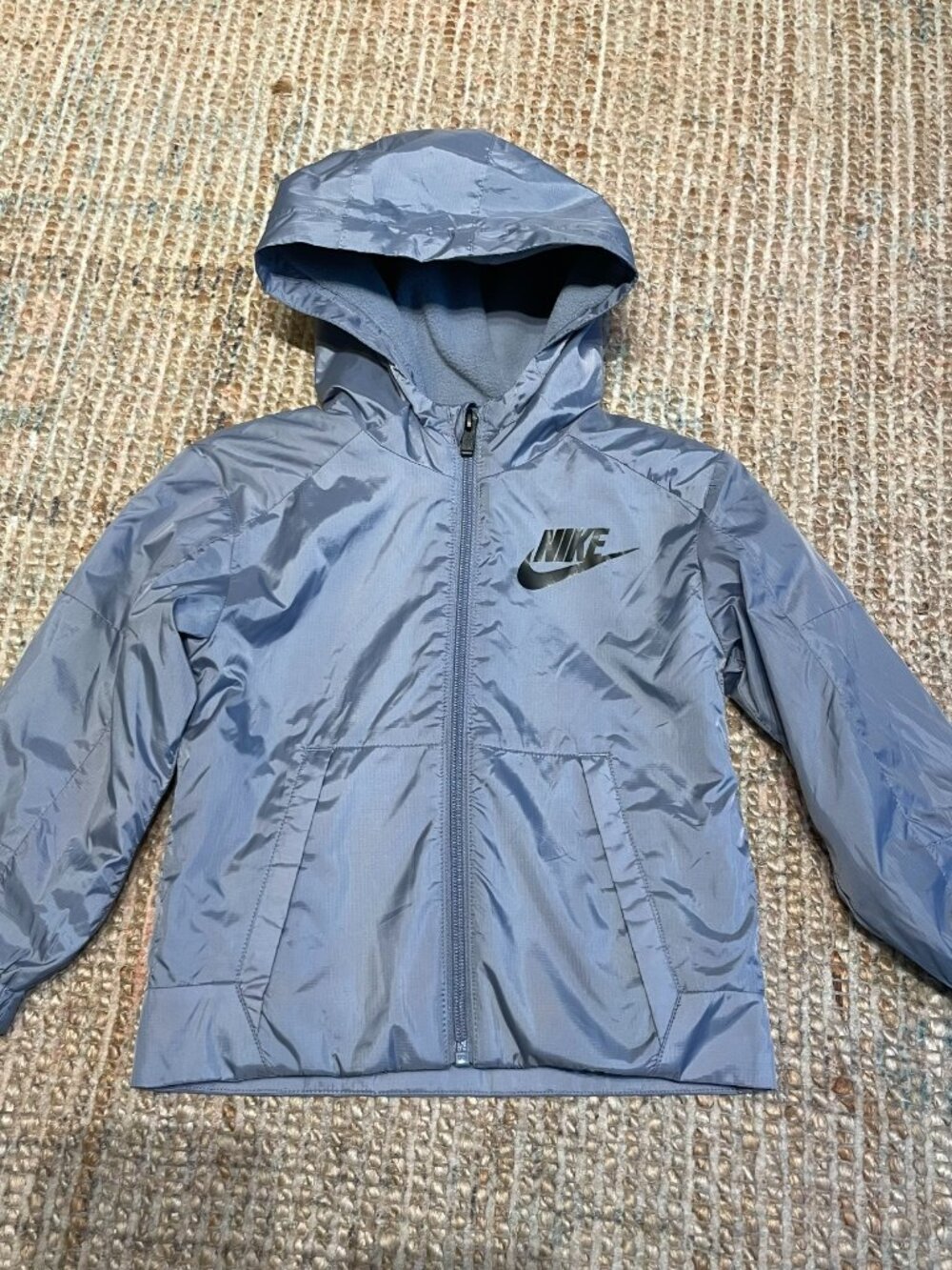 Nike Toddler Fleece Lined Windbreaker Jacket Glacier Unisex Blue 3T Like New